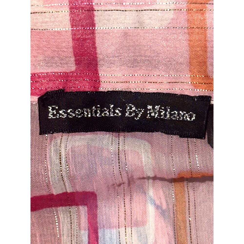 Essentials By Milano XL Pink Geometric Button Up Blouse Retro Cityworkcore - Picture 7 of 11